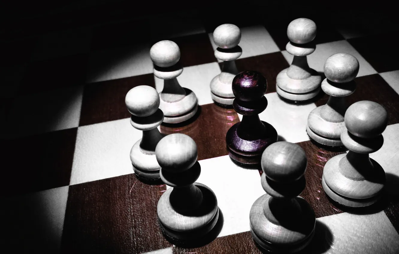 Photo wallpaper chess, Board, pawns