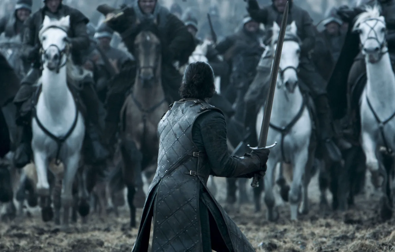 Photo wallpaper Game of thrones, Jon Snow, battle of the bastards