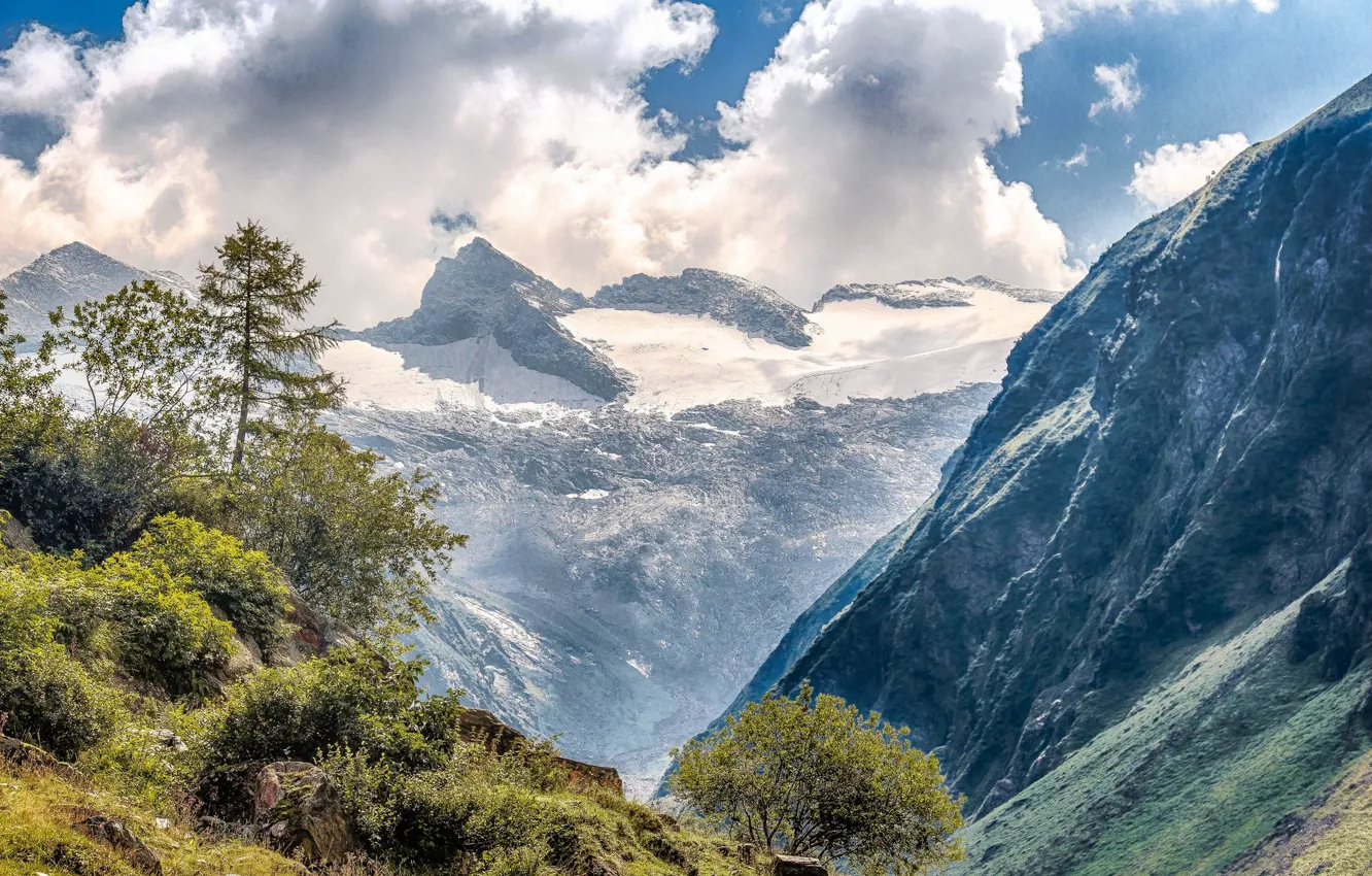 Photo wallpaper clouds, mountains, nature