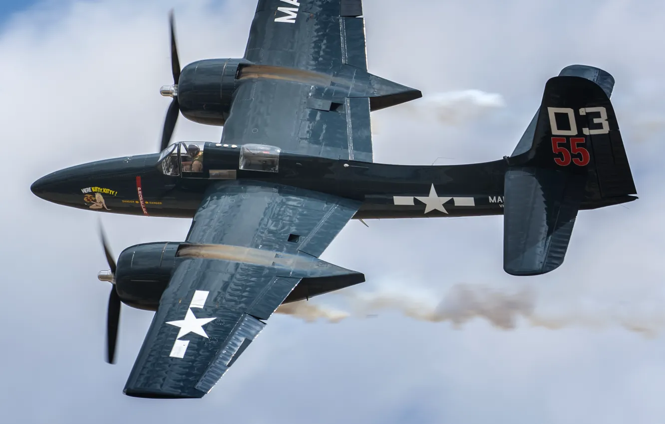 Photo wallpaper fighter, Grumman, deck, Tigercat, F7F