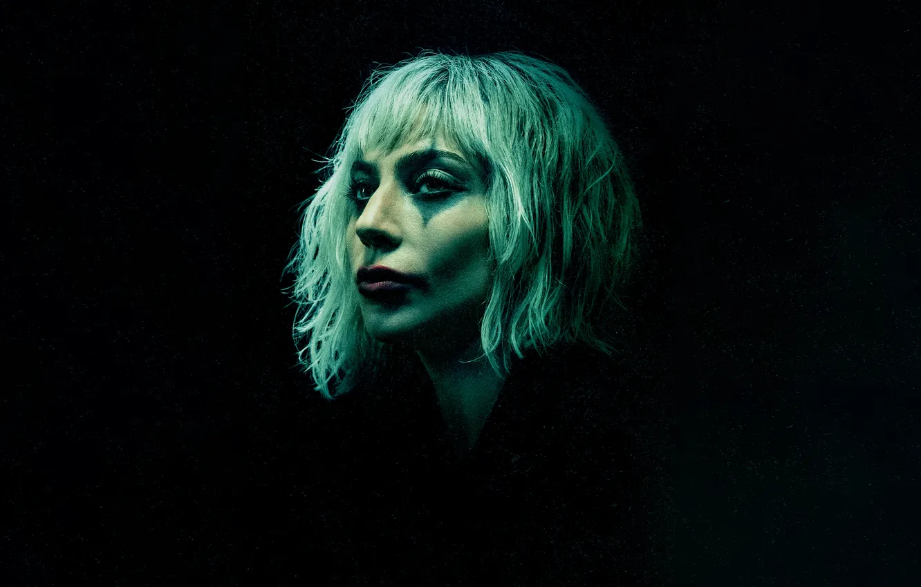 Photo wallpaper Lady Gaga, movies, dark background, 2024 Movies, Joker: Madness for Two
