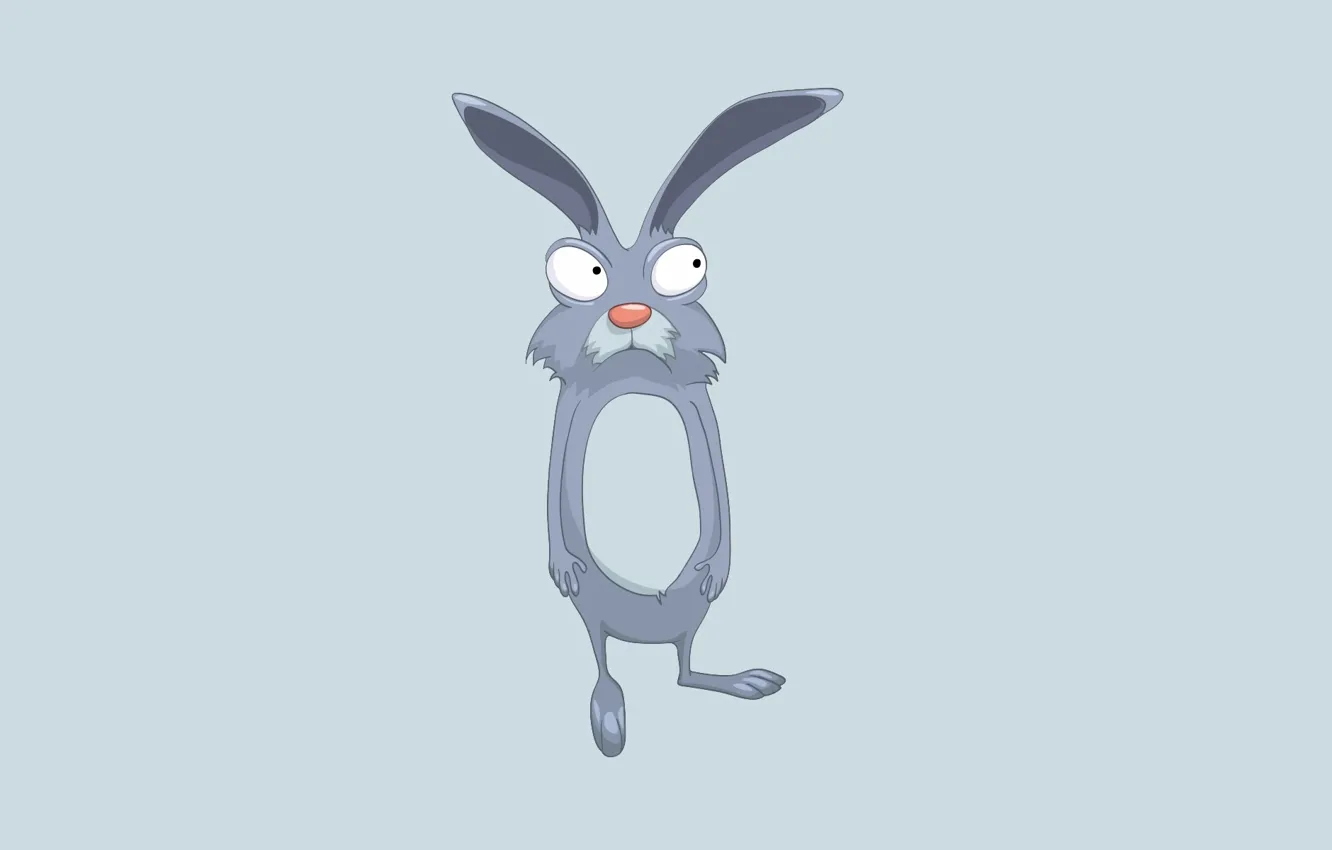 Photo wallpaper blue, hare, minimalism, rabbit, light background, eared, rabbit