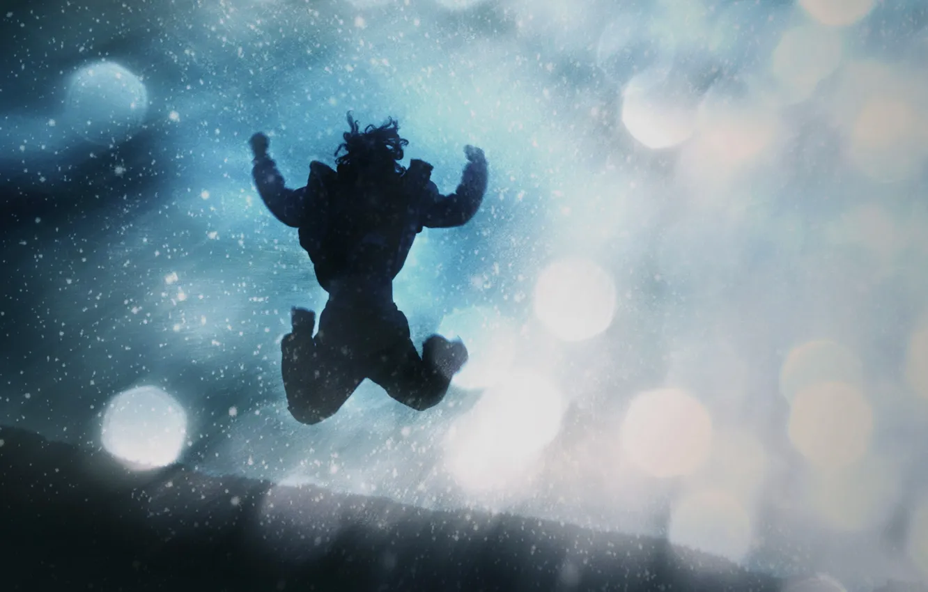 Photo wallpaper light, glare, jump, people