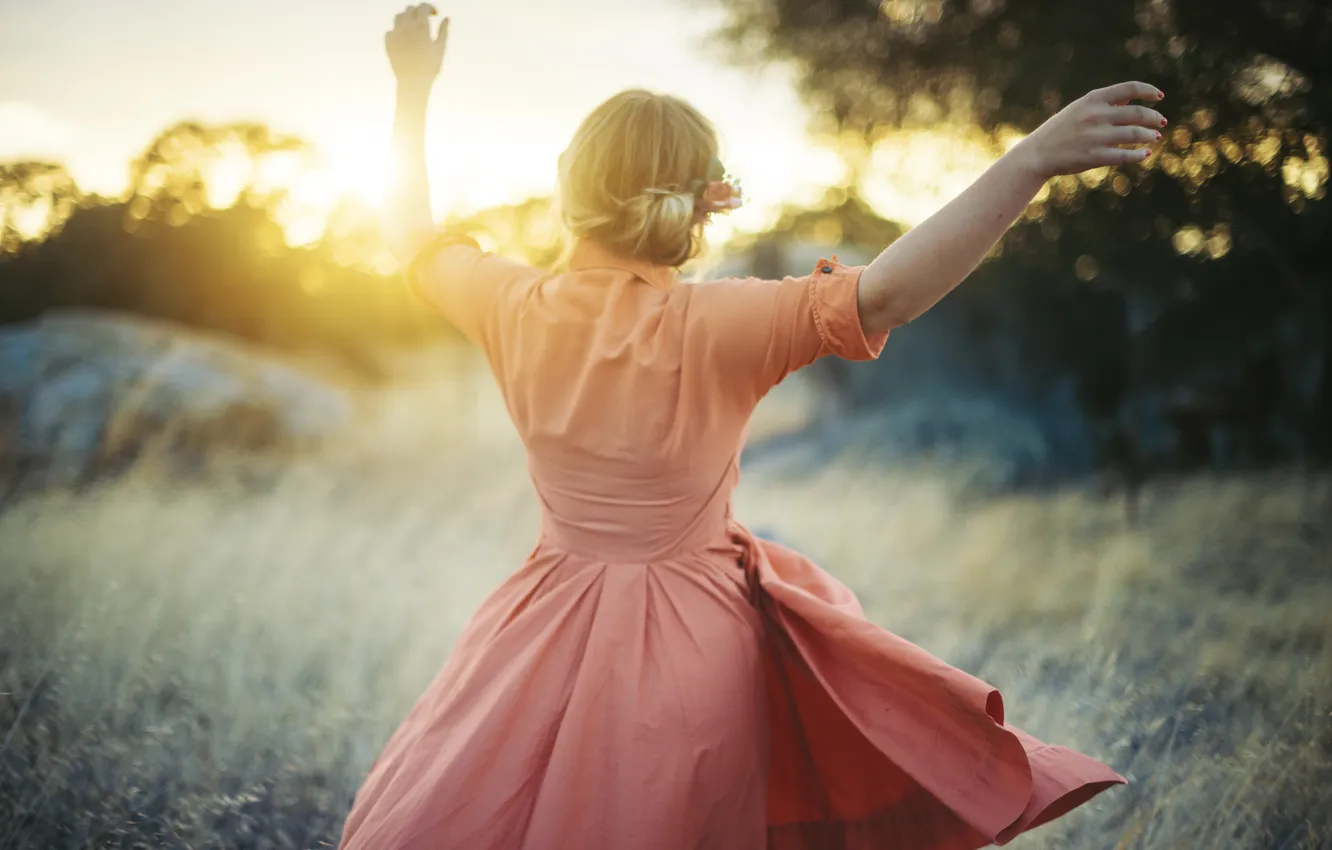 Photo wallpaper girl, pose, dress