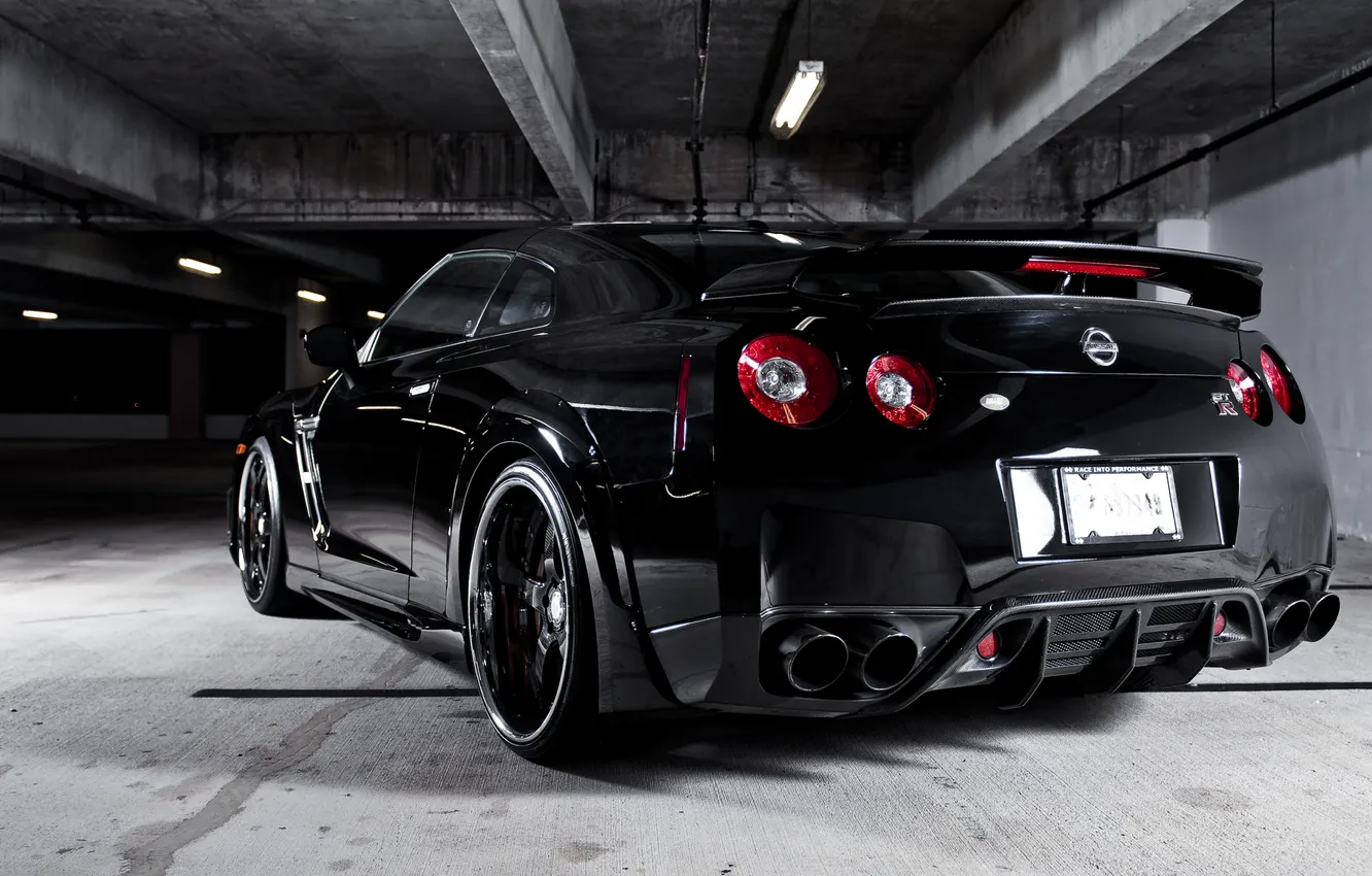 Photo wallpaper black, Nissan, GT-R, black, Nissan