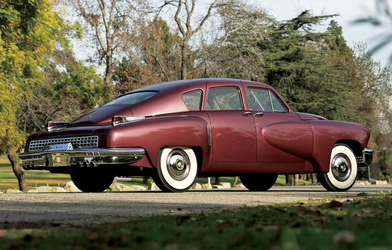 Photo wallpaper background, classic, rear view, 1948, Sedan, Tucker