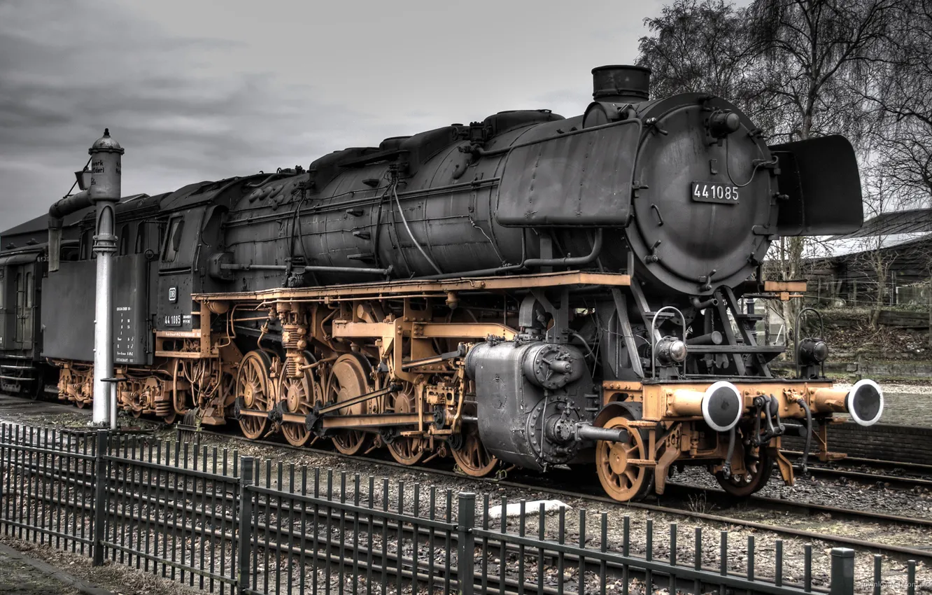 Photo wallpaper golden, black, train
