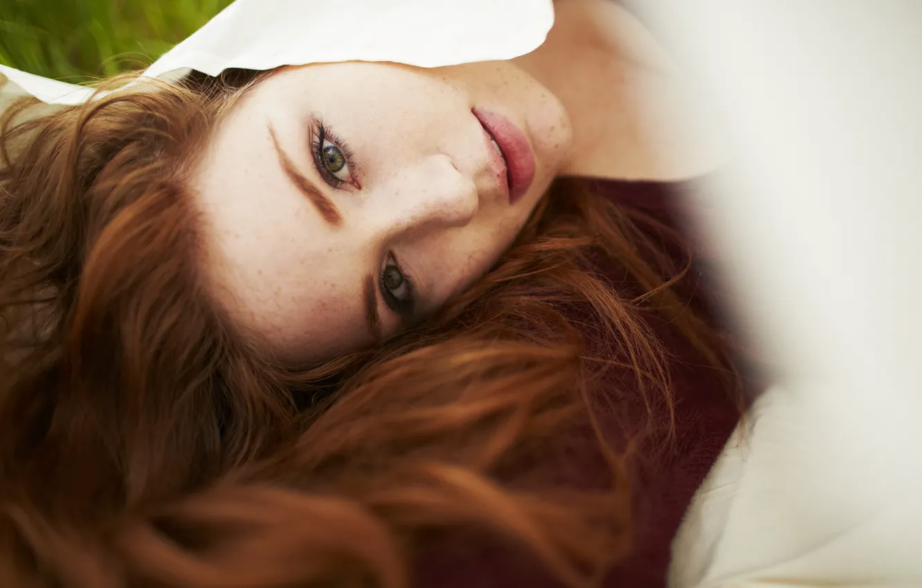 Photo wallpaper look, girl, mood, redhead, Danielle