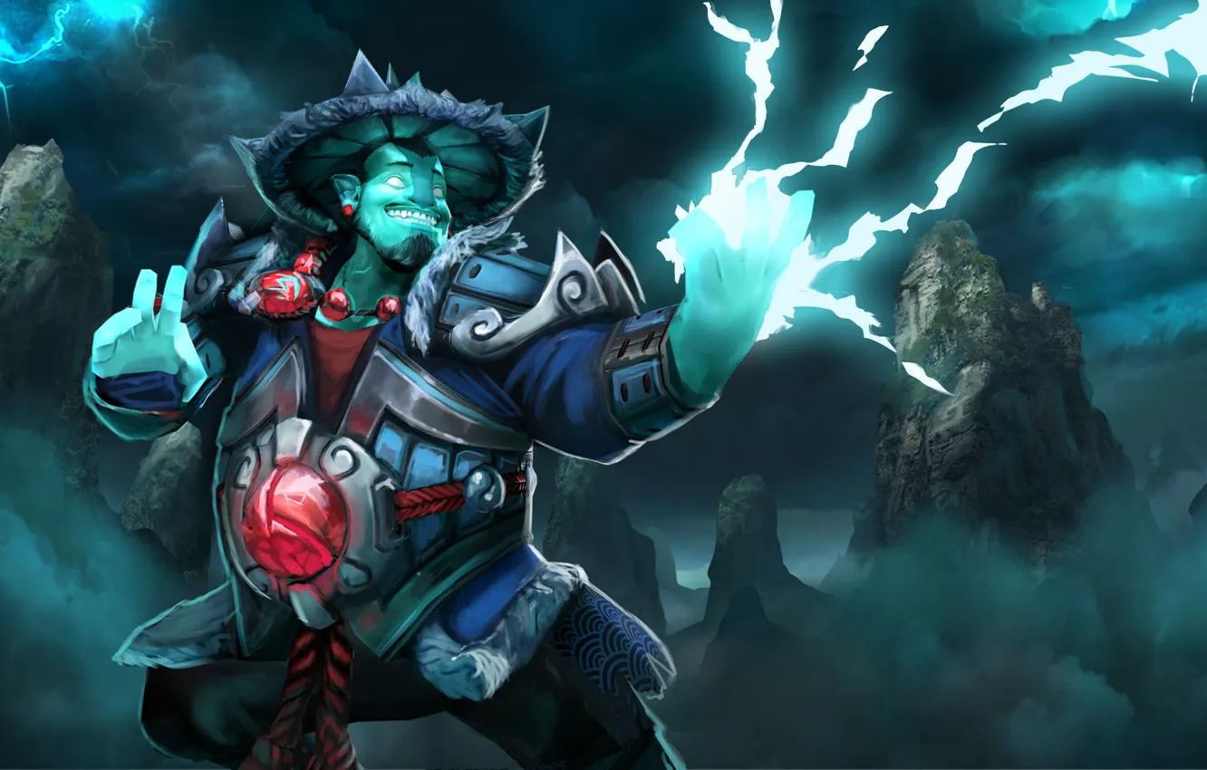 Photo wallpaper rocks, zipper, hat, art, Dota 2, Storm Spirit