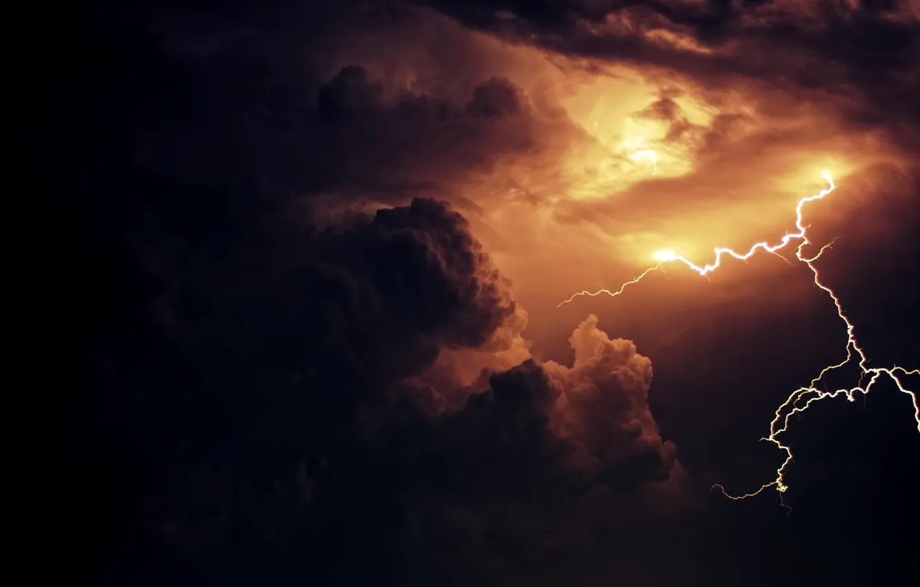 Photo wallpaper the storm, nature, lightning