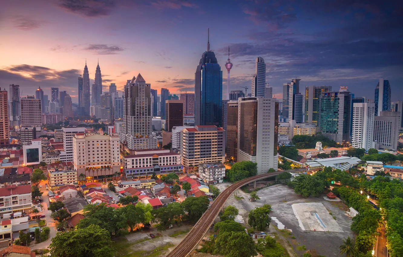 Photo wallpaper tower, skyscraper, home, panorama, Malaysia, Kuala Lumpur
