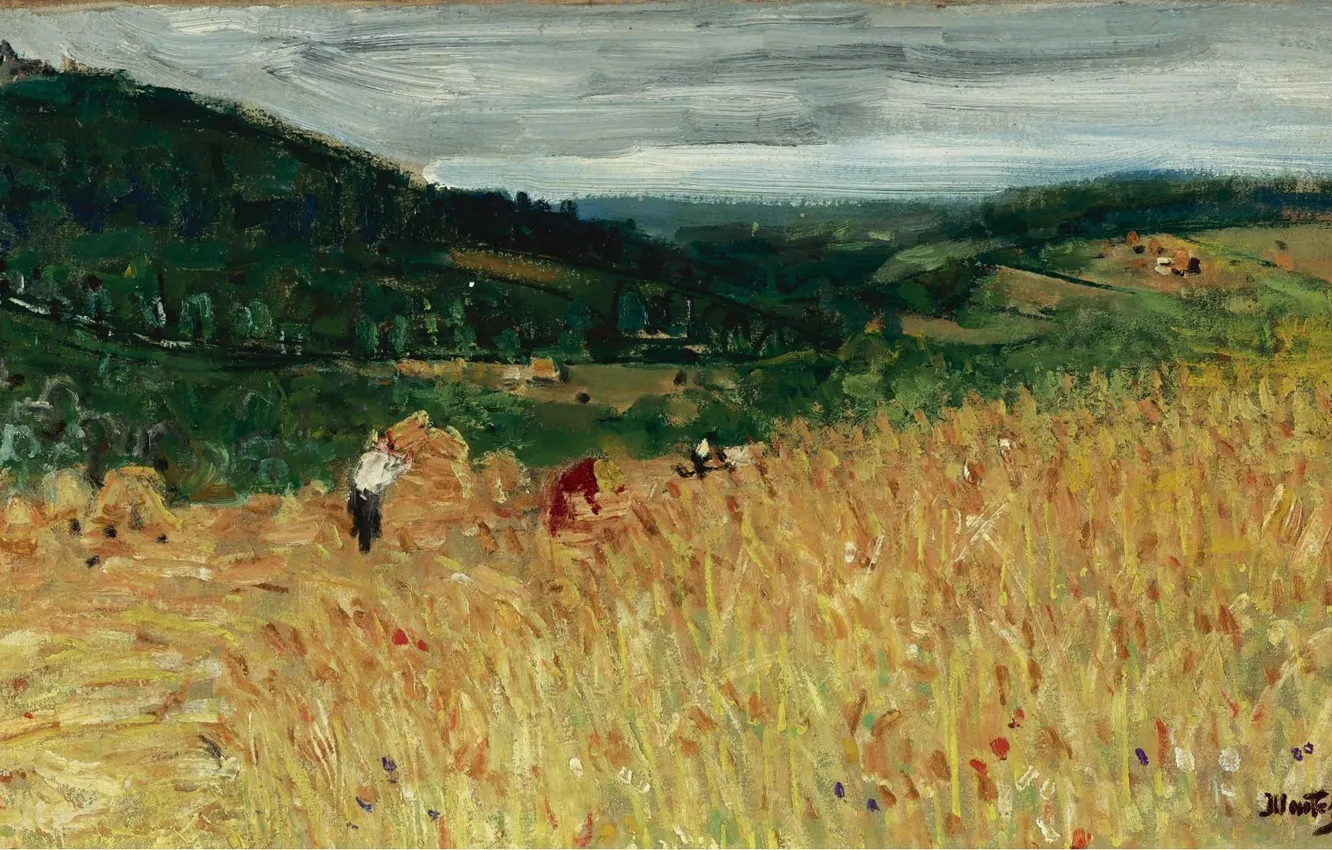 Photo wallpaper landscape, picture, the harvest, Pierre Eugène Montesin, Pierre-Eugene Montezin