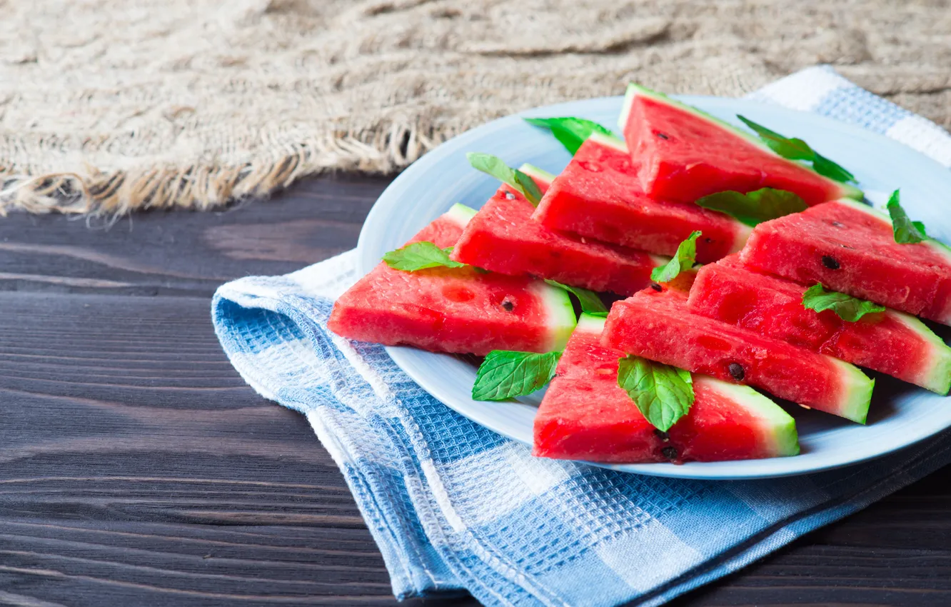 Photo wallpaper towel, watermelon, plate