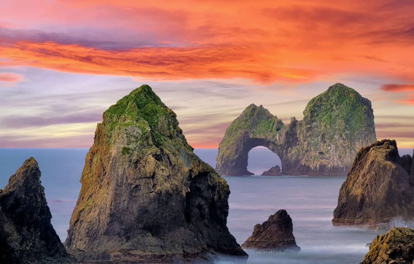 Photo wallpaper ocean, sunset, Hole In The Wall