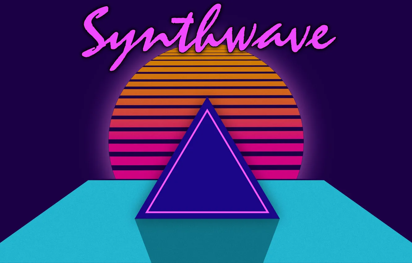Photo wallpaper Music, Pyramid, Background, Neon, 80's, Synth, Retrowave, Synthwave