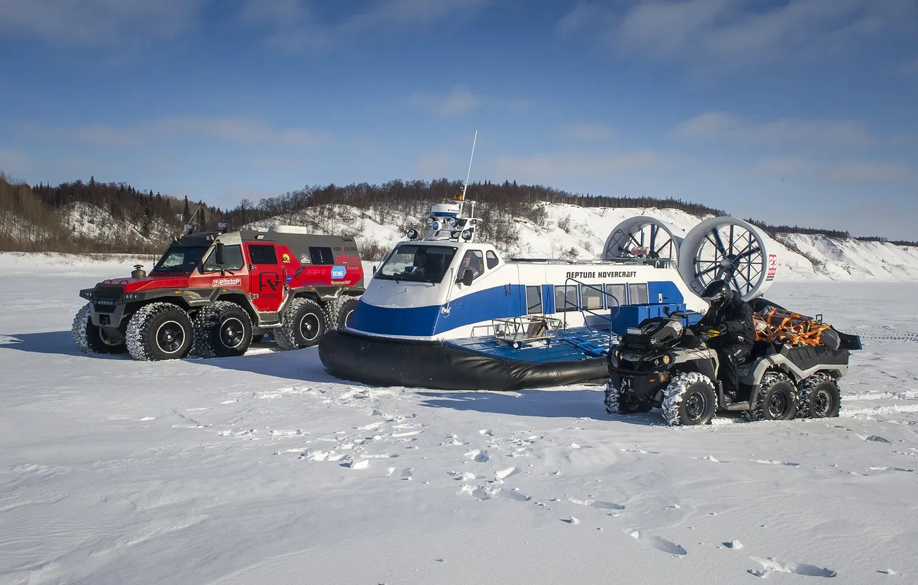 Photo wallpaper winter, snow, hills, Rover