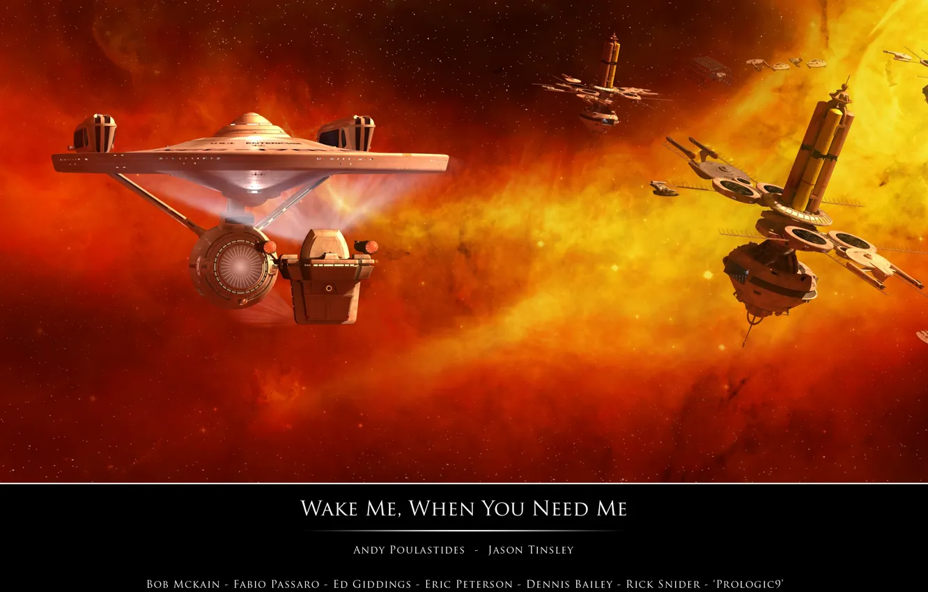 Photo wallpaper stars, spaceships, when you need me, wake me
