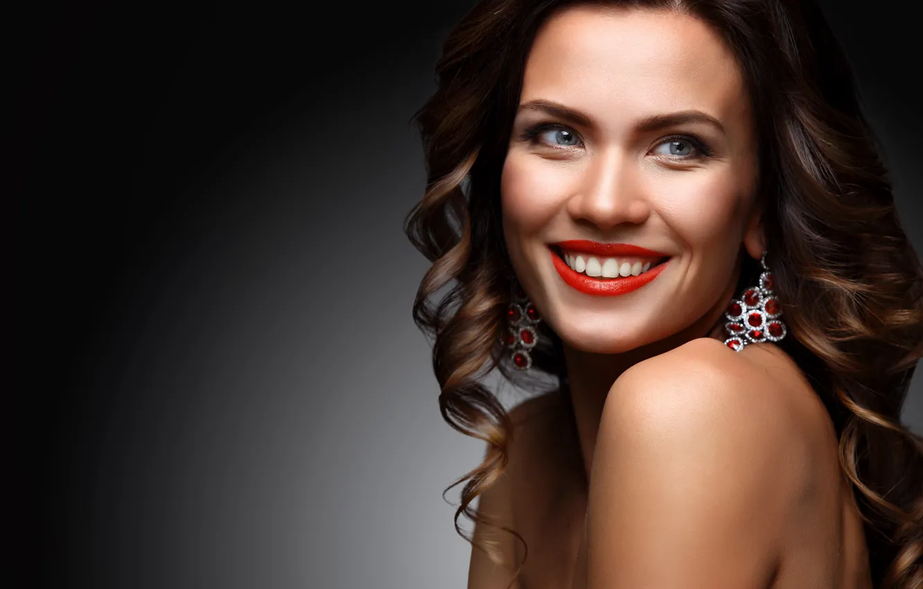 Photo wallpaper look, girl, smile, brunette, hairstyle, woman, OPOLJA