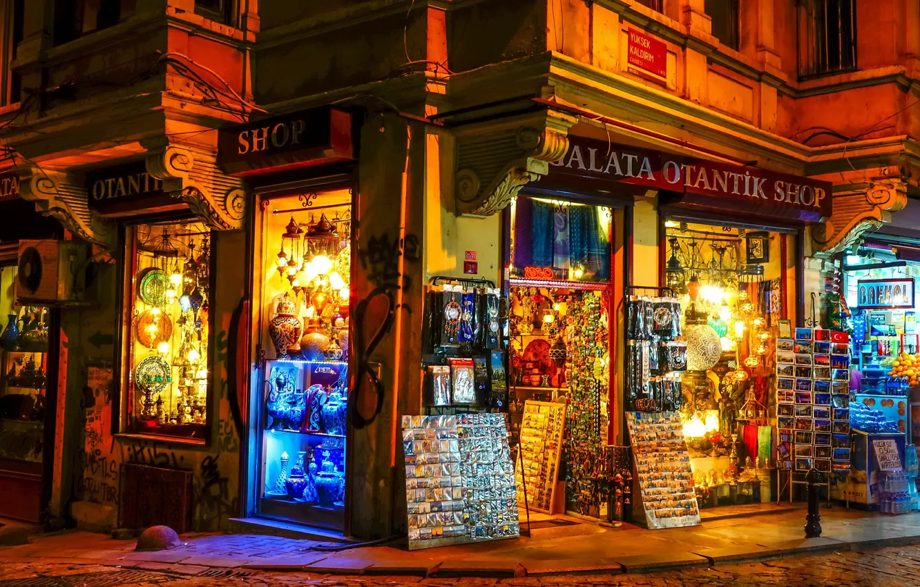 Photo wallpaper night, street, Istanbul, Turkey, night, street, Istanbul, Turkey