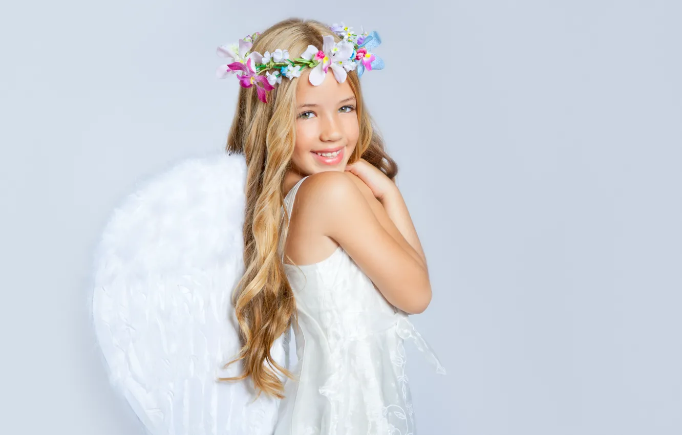 Photo wallpaper children, childhood, child, wings, angel, wings, angel, child