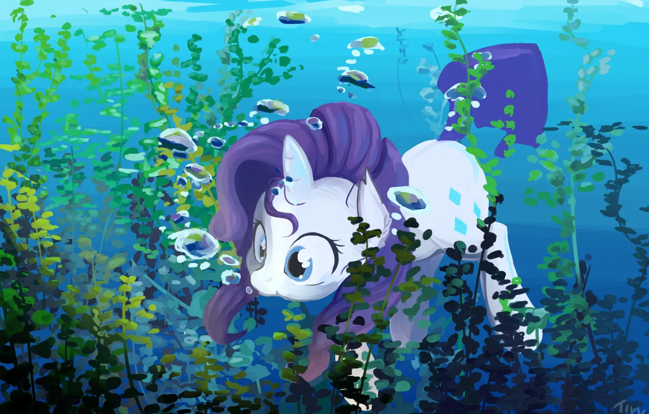 Photo wallpaper pony, under water, Rarity, by CreativPony, My Little Pony: Friendship is Magic / MLP:FiM