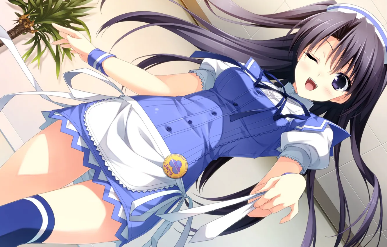 Photo wallpaper girl, apron, berrys