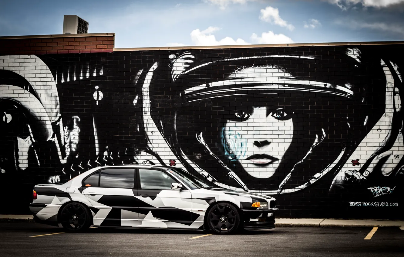 Photo wallpaper tuning, BMW, BMW, winter, e38, Alpina, 740il, arctic camo