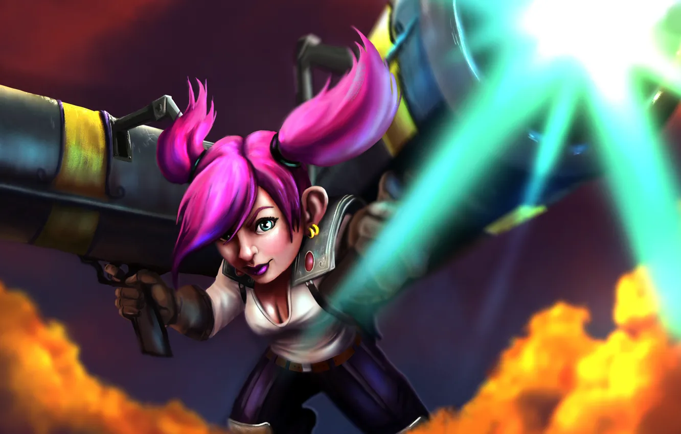 Photo wallpaper girl, weapons, gun, dwarf, art