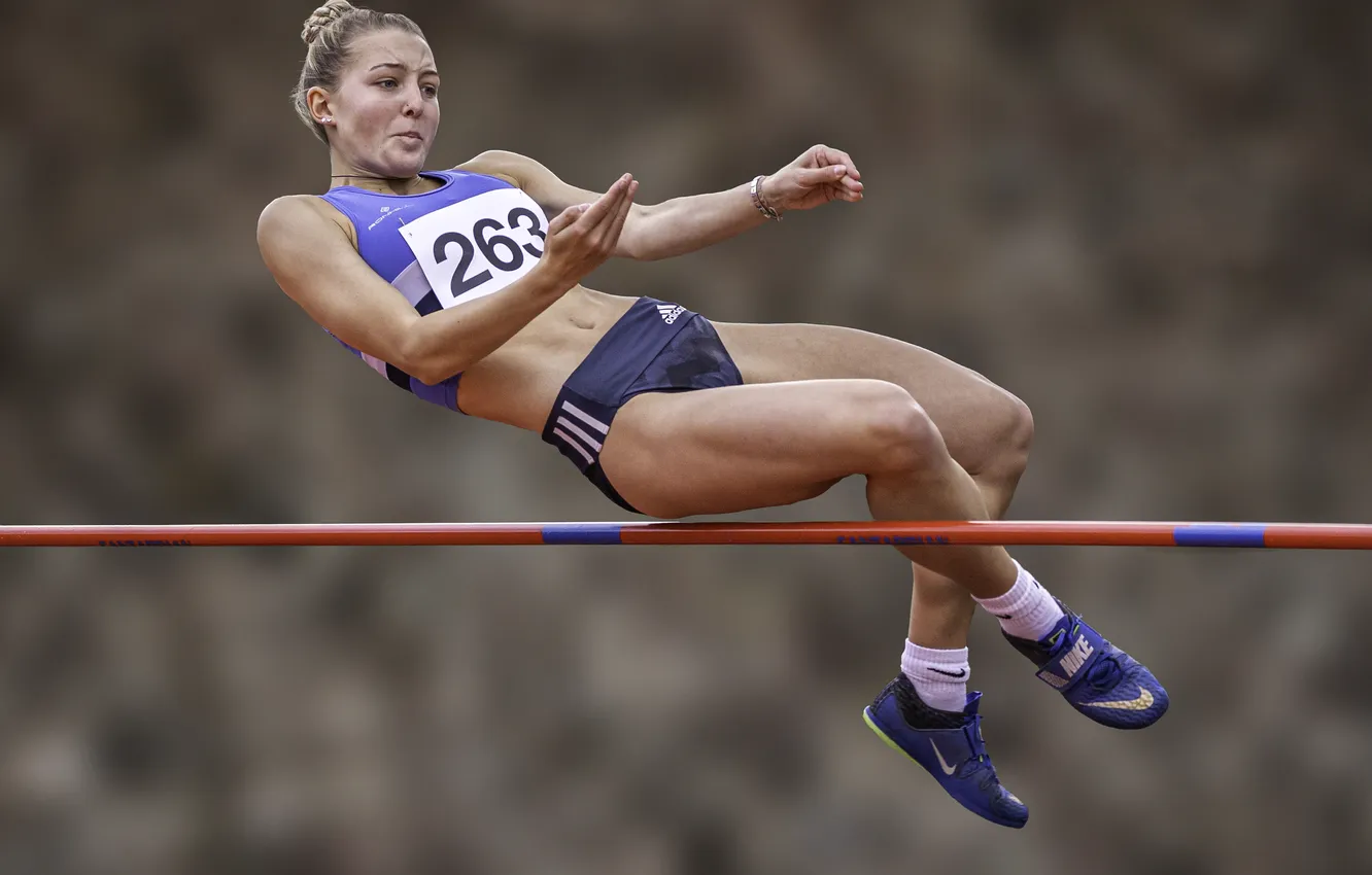 Photo wallpaper woman, technique, high jump