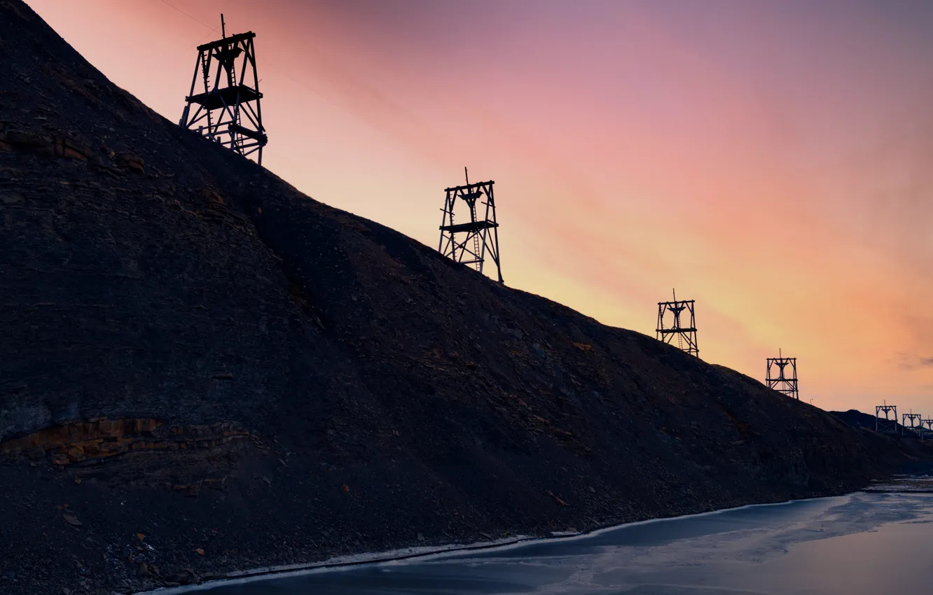Photo wallpaper the sky, support, power lines