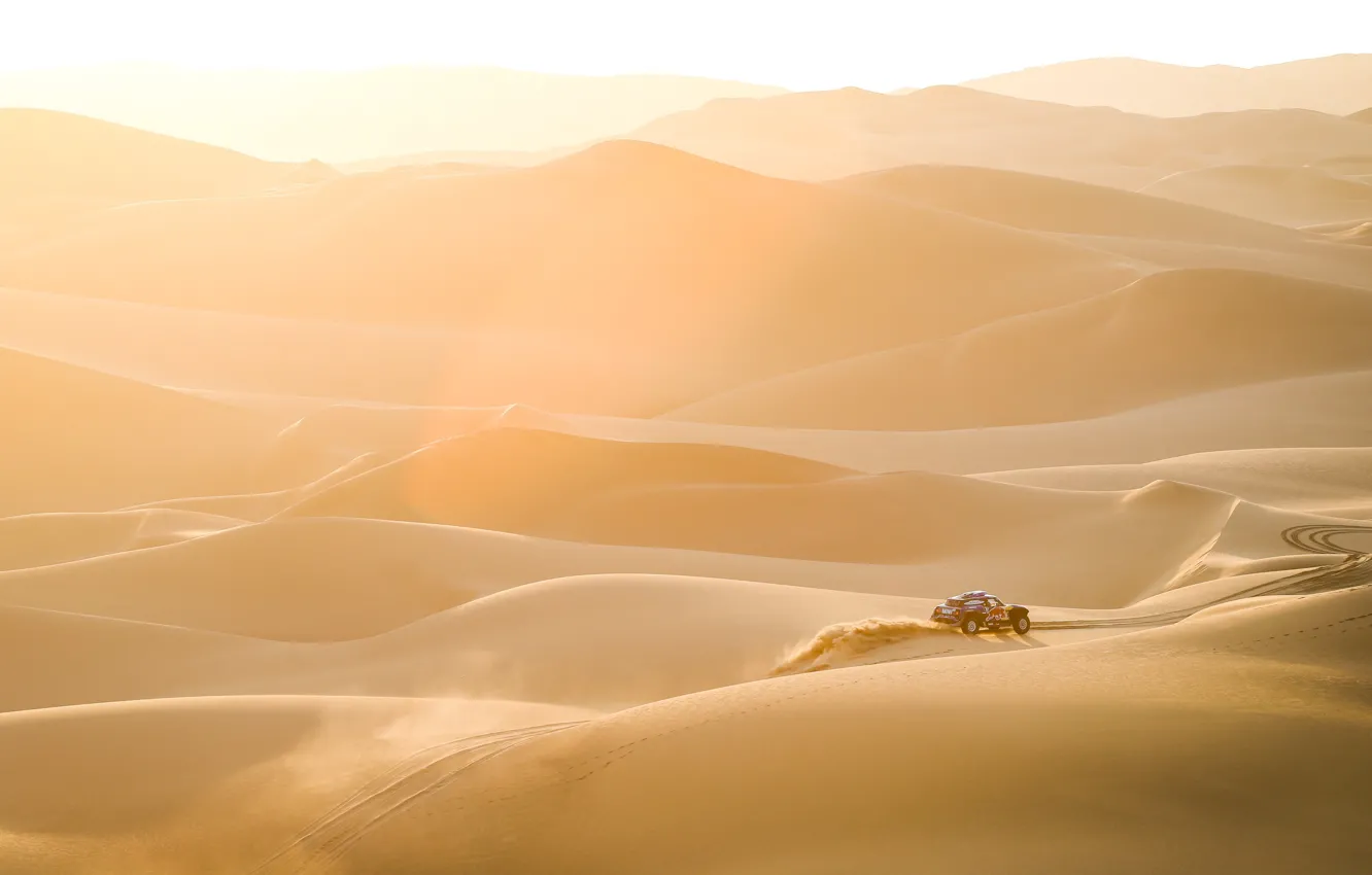 Photo wallpaper Sand, Auto, Mini, Sport, Desert, Machine, Landscape, Car
