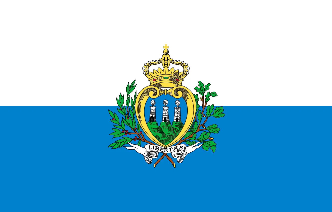 Photo wallpaper white, blue, flag, white, coat of arms, blue, flag, San Marino