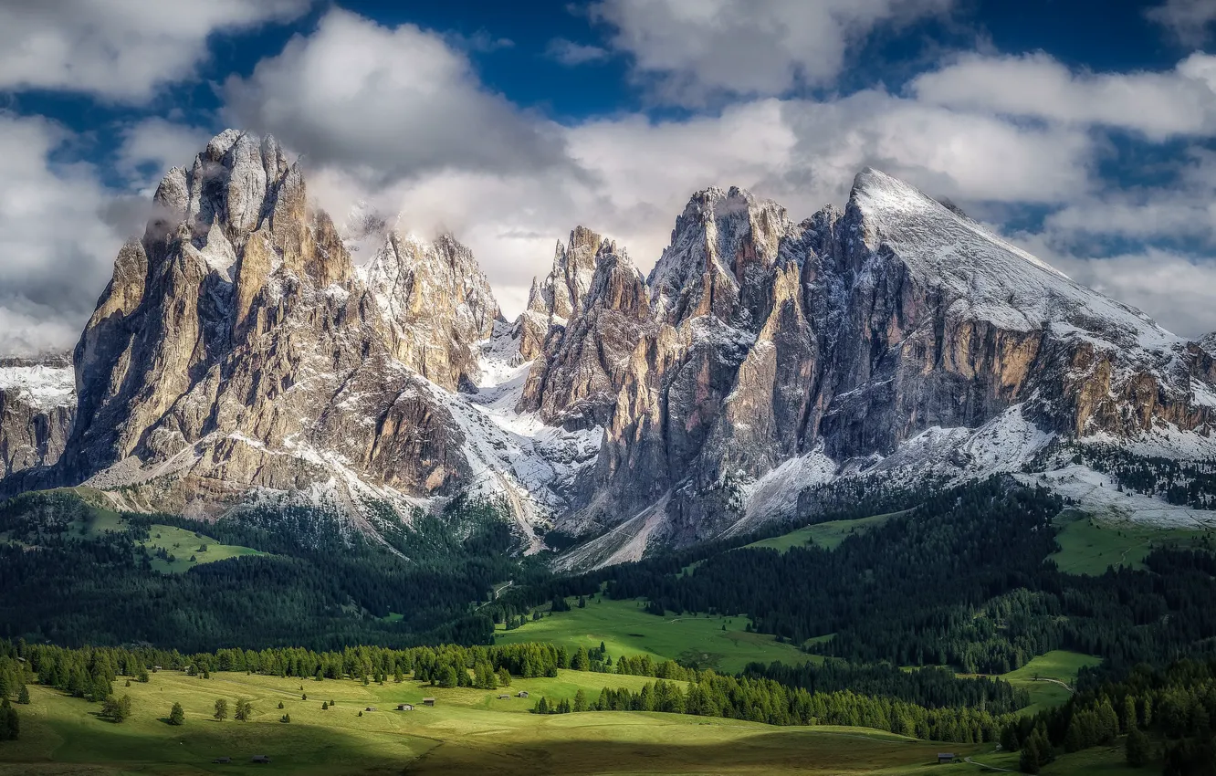 Photo wallpaper mountains, Italy, Italy, The Dolomites, Trentino-Alto Adige, Dolomites, Santa Cristina Valgardena