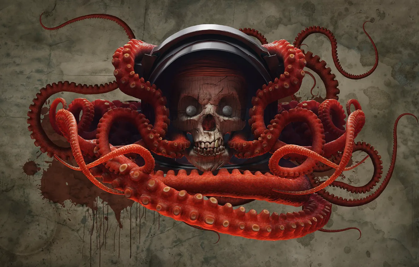 Photo wallpaper tentacles, skullspace, Skull and Tentacles