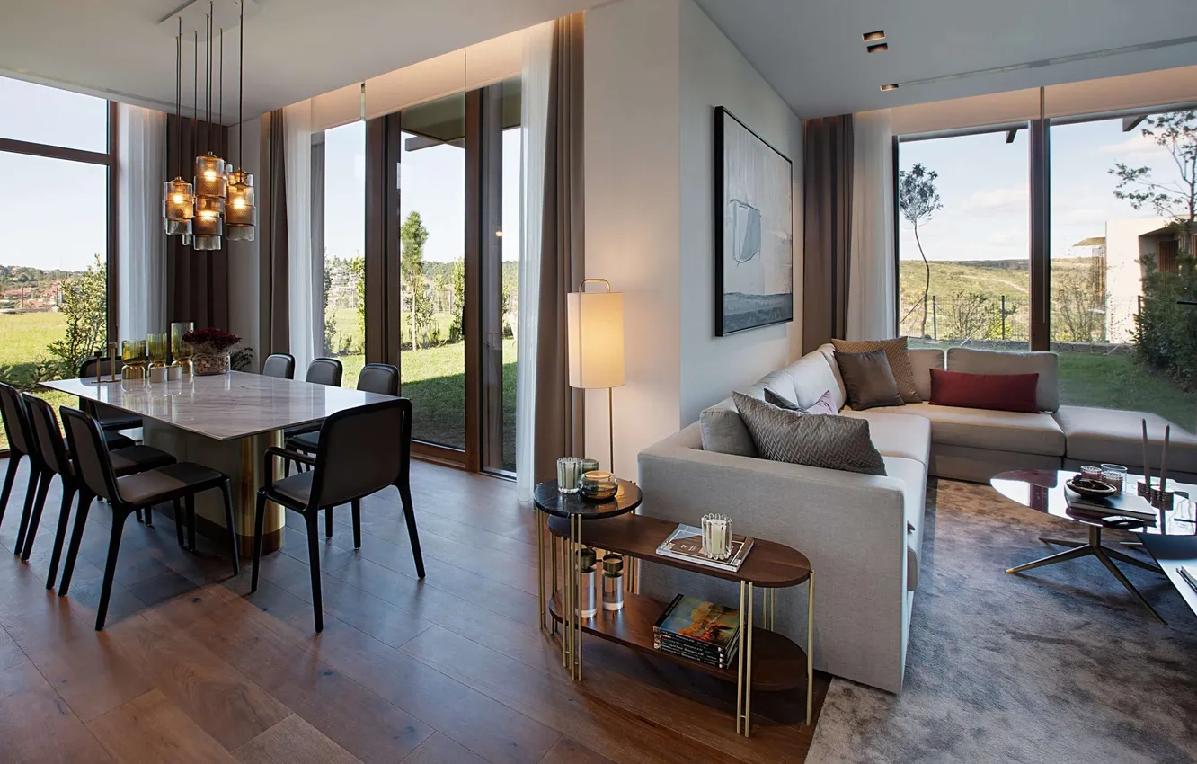 Photo wallpaper style, living room, interior, design, Turkey, dining room, villa in Beykoz