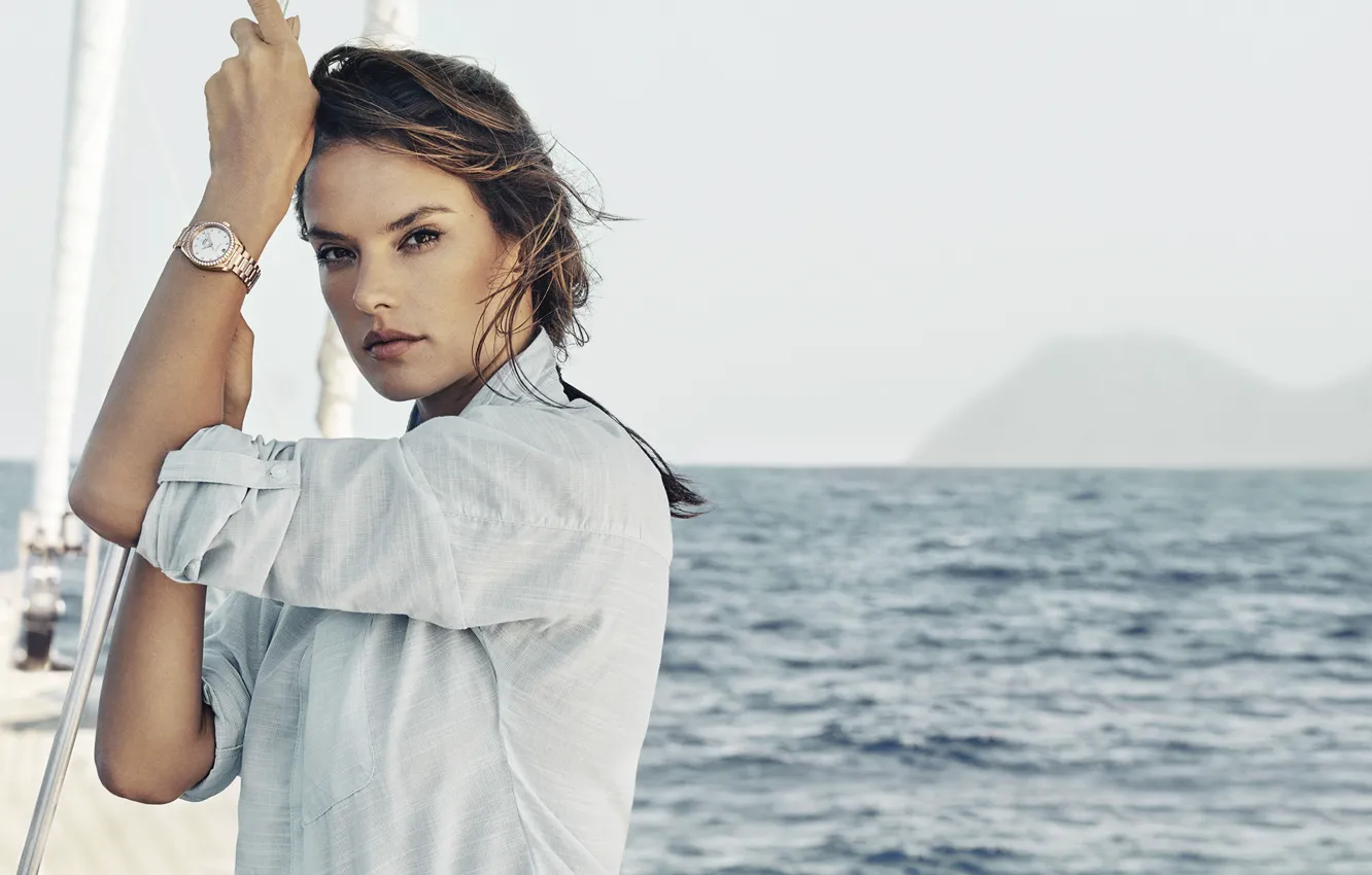 Photo wallpaper sea, look, girl, Alessandra Ambrosio