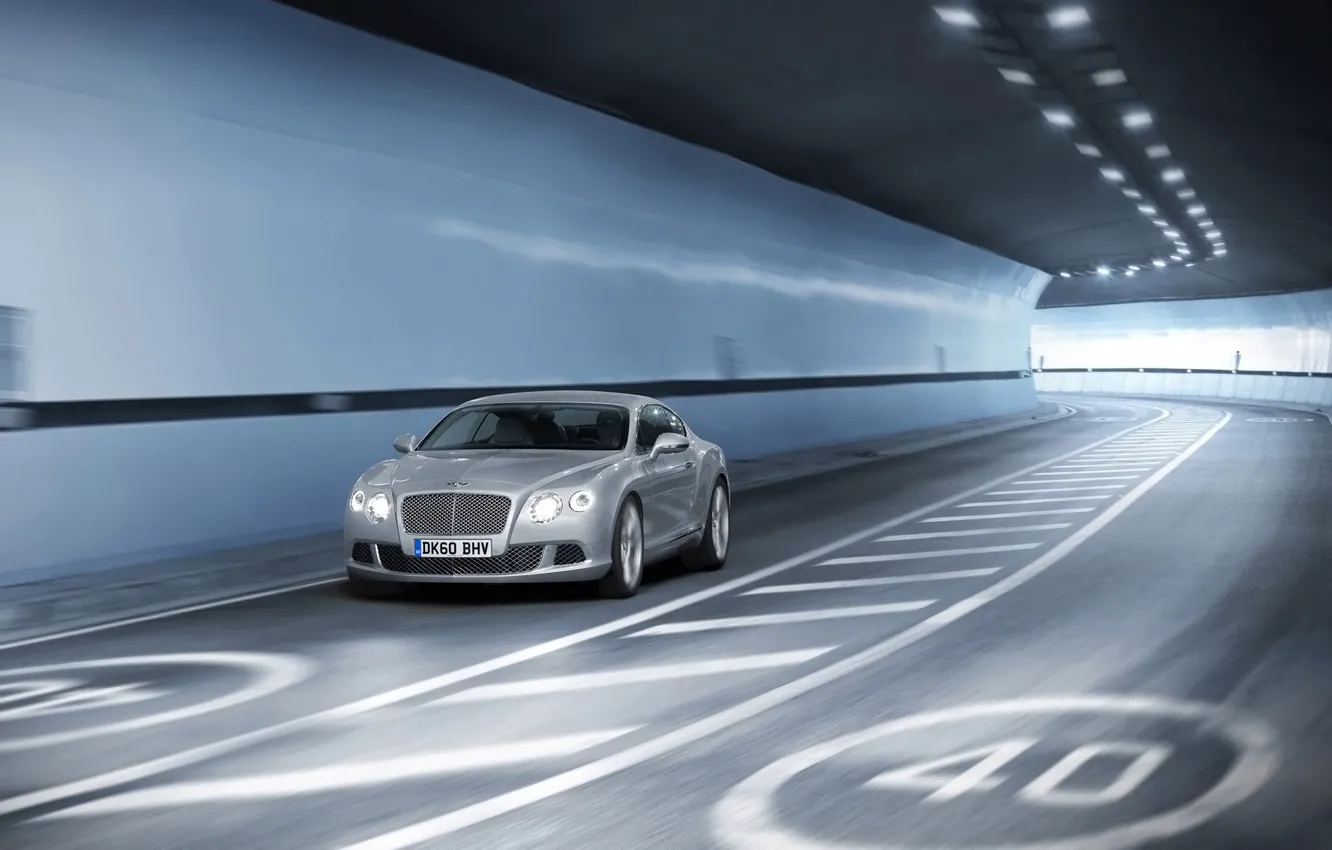 Photo wallpaper road, machine, auto, movement, speed, the tunnel, continental, bentley