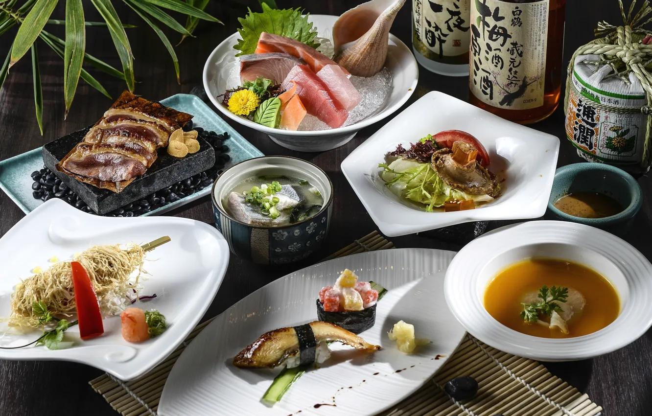 Photo wallpaper dish, seafood, cuts