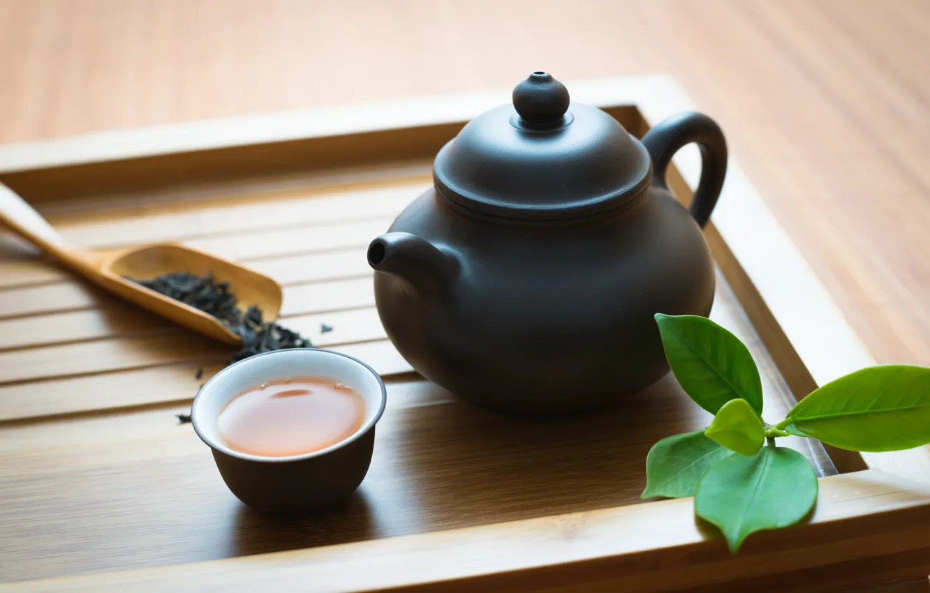 Photo wallpaper tea, kettle, tea leaves