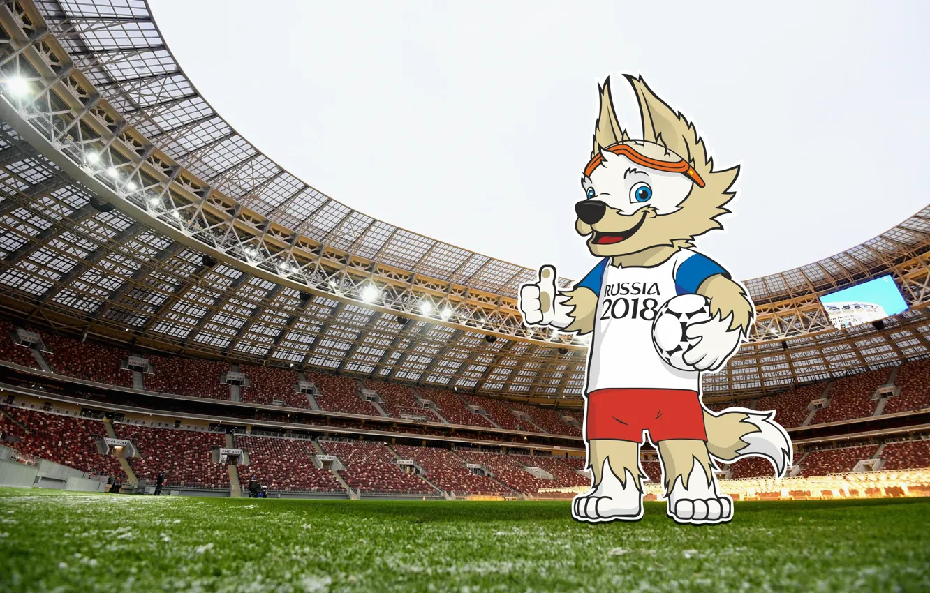 Photo wallpaper football, sport, the ball, wolf, Russia, stadium, stadium, 2018