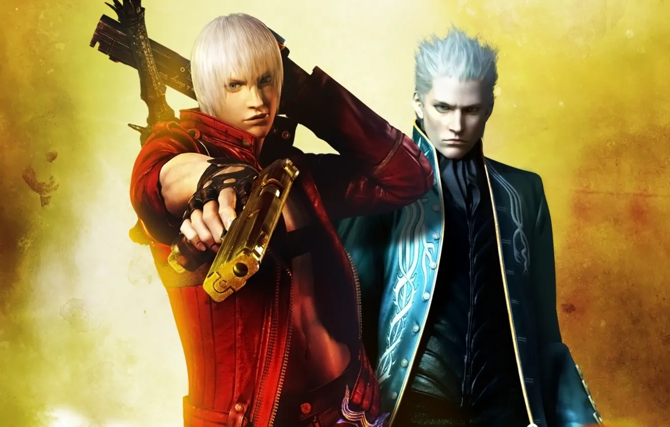 Photo wallpaper guns, sword, guns, sword, brothers, demons, Dante, DMC