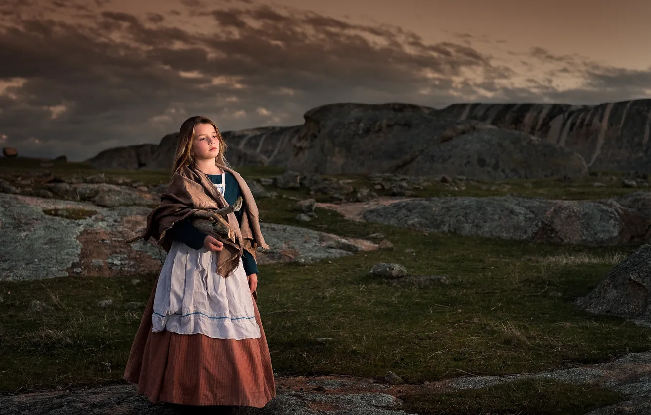 Photo wallpaper stones, mood, dress, girl