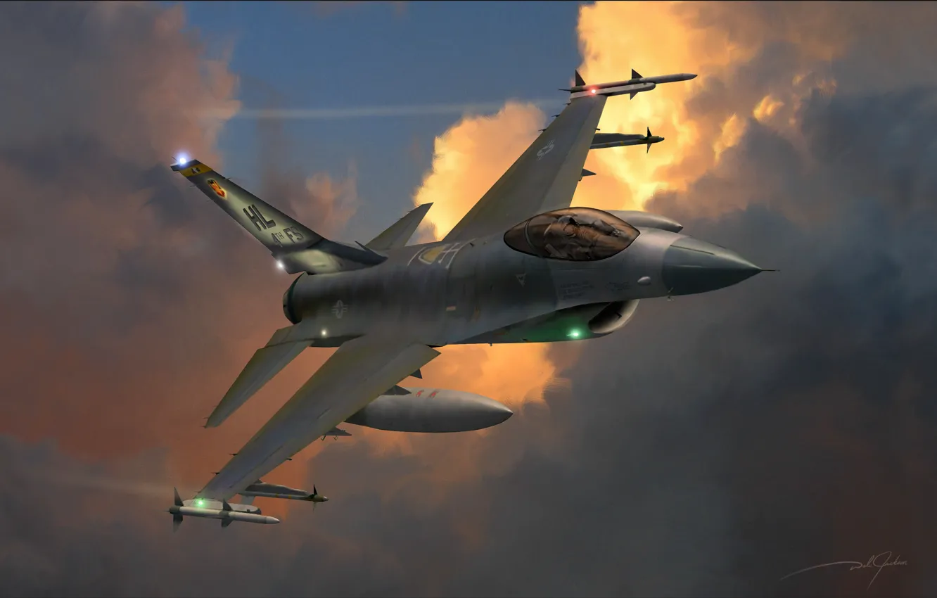 Photo wallpaper USA, F-16, USAF, F-16 Fighting Falcon, Multi-role fighter, Combat aircraft