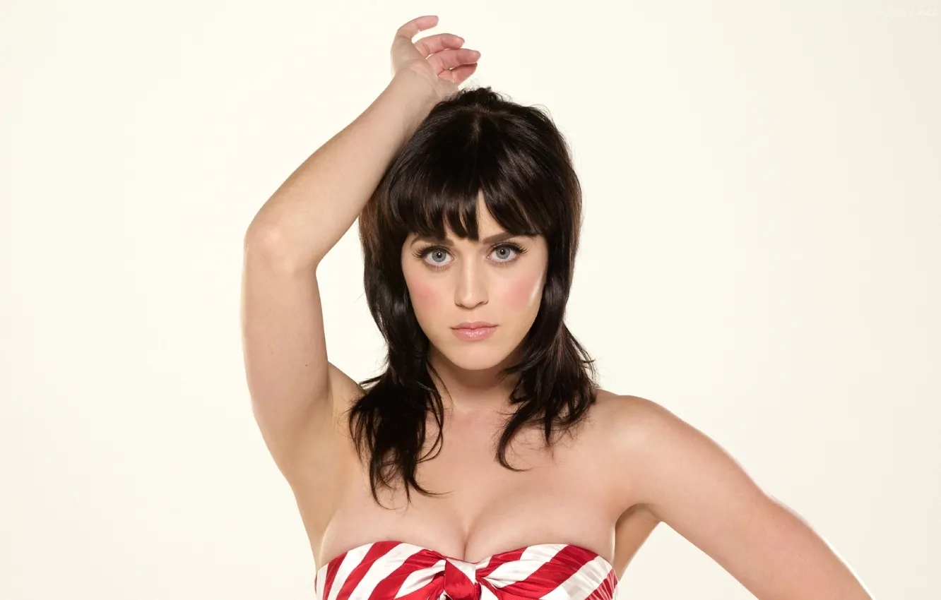 Photo wallpaper eyes, look, girl, hair, hand, dress, Katy Perry, singer