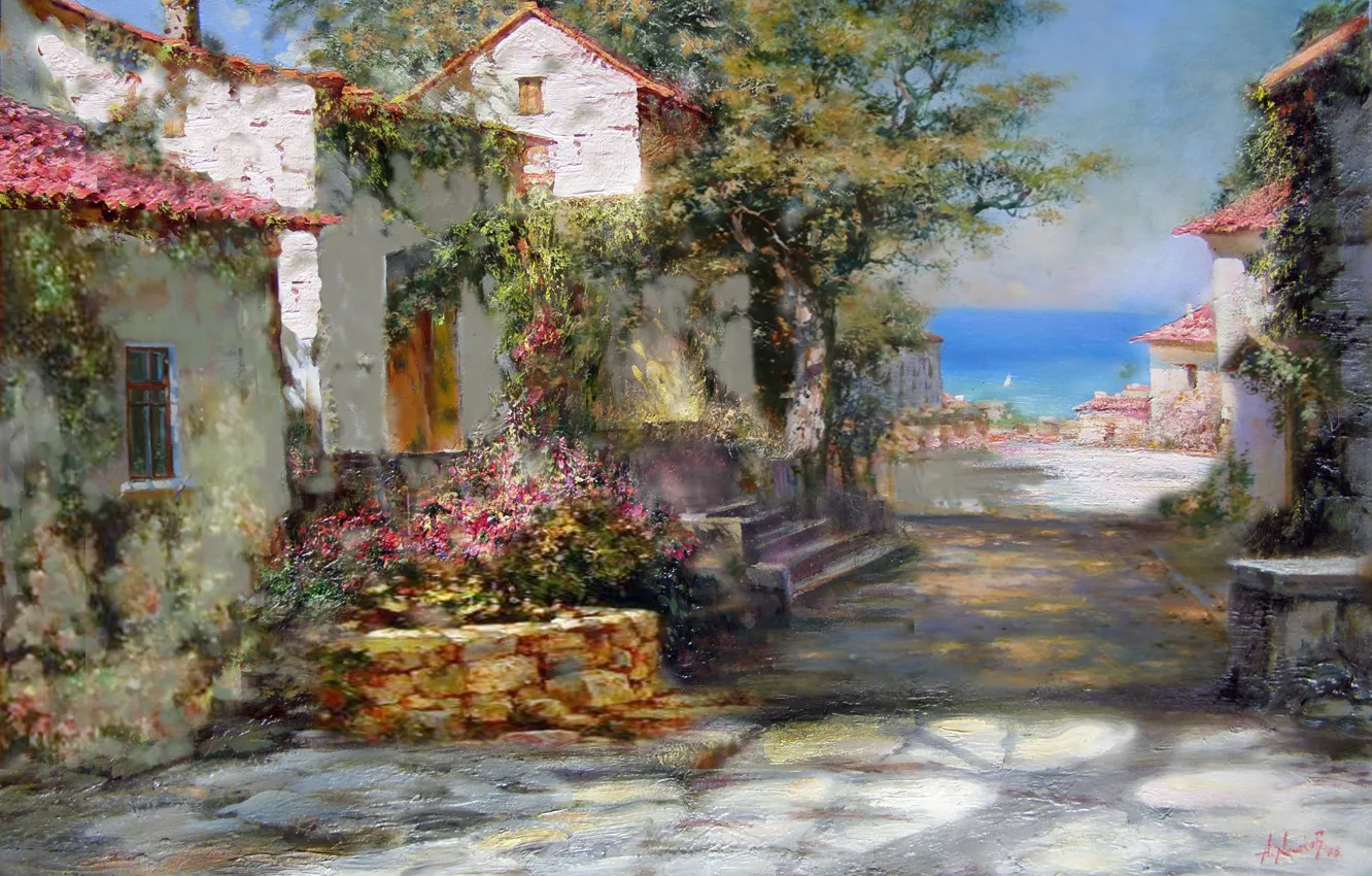 Photo wallpaper sea, summer, the sun, shadow, house, Crimea, Miliukov Alexander