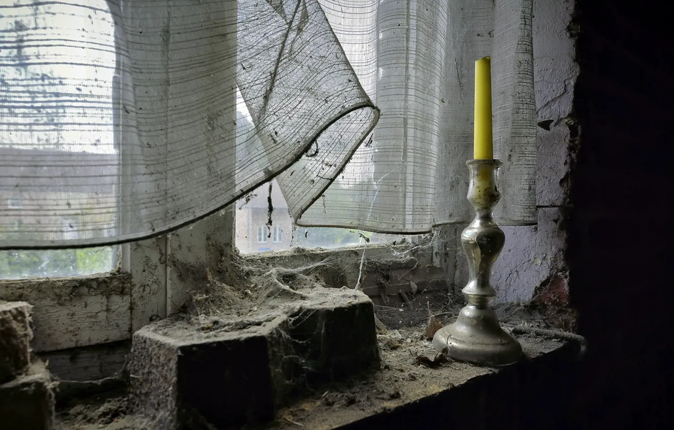 Photo wallpaper candle, window, naturalism