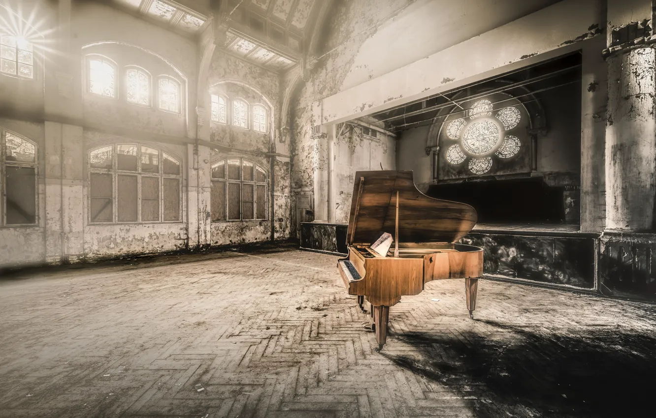 Photo wallpaper music, hall, piano