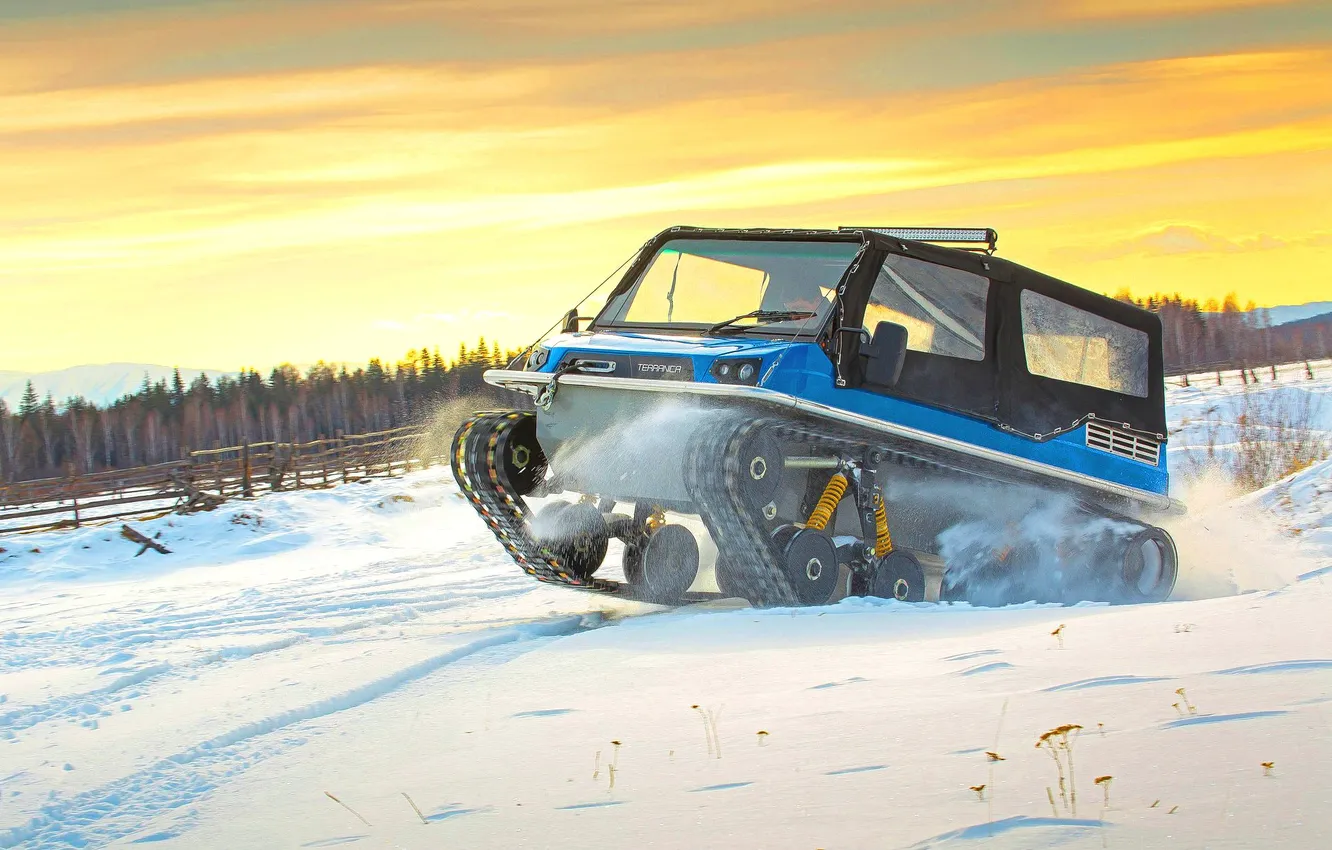 Photo wallpaper machine, snow, Rover