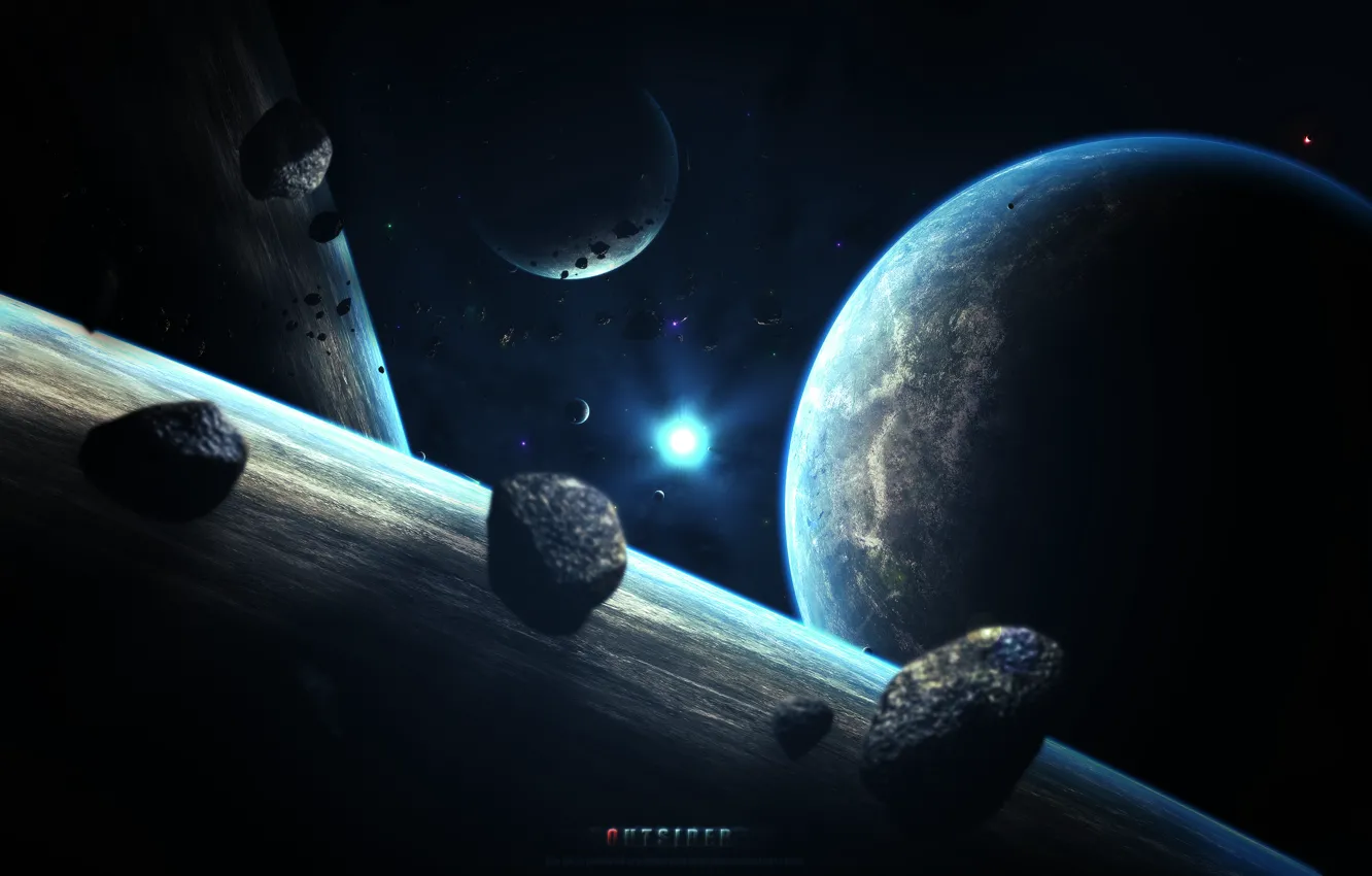 Photo wallpaper space, stars, earth, planet, art, abikk