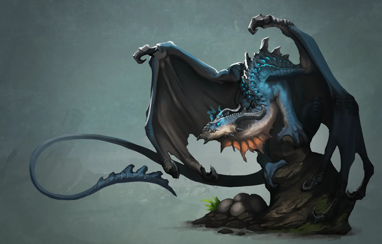 Photo wallpaper dragon, minimalism, masonry